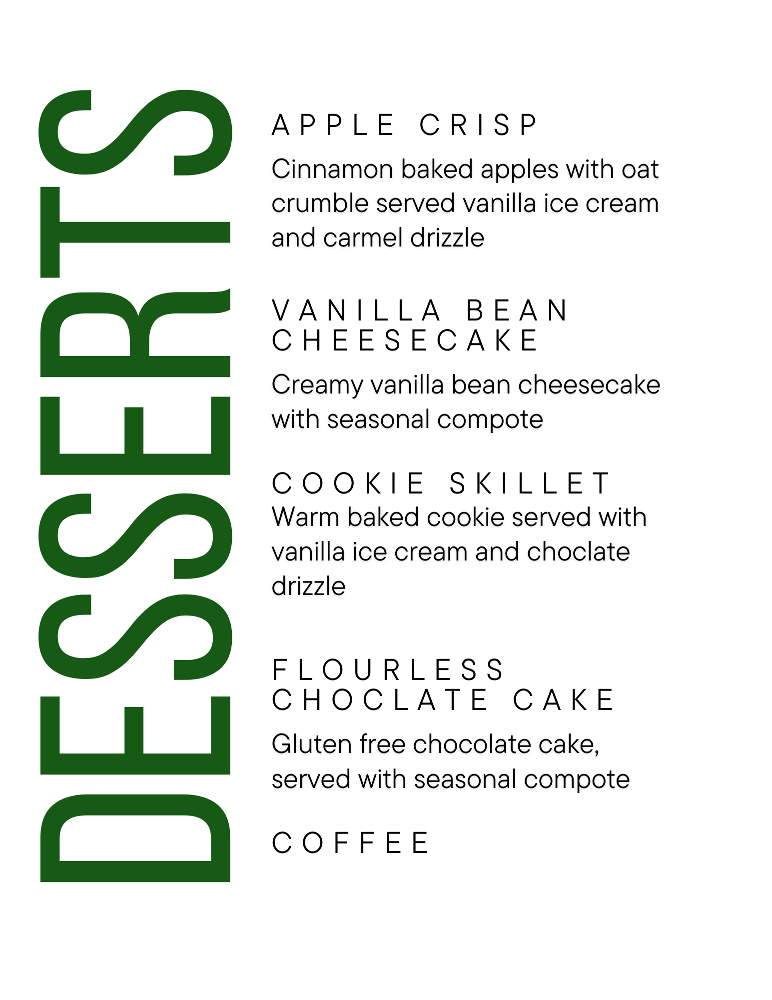Dessert Menu